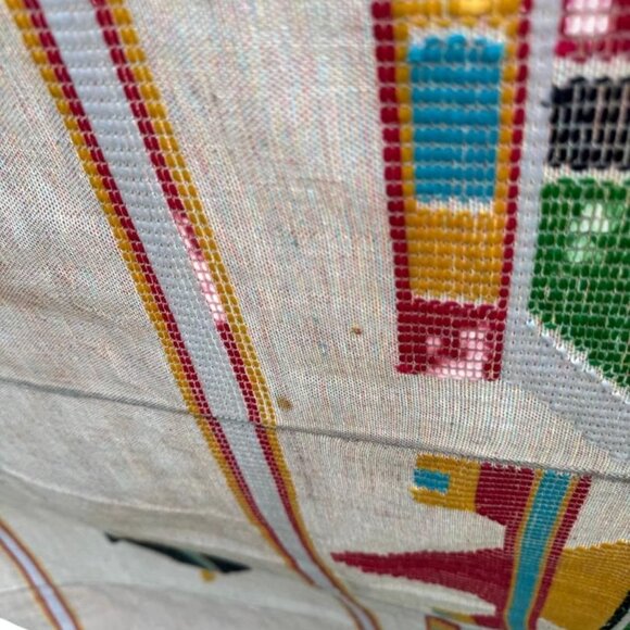 Handwoven Cotton Blanket/Tapestry With Colorful Fish & Geometric Patterns - 60"x - Picture 3 of 5